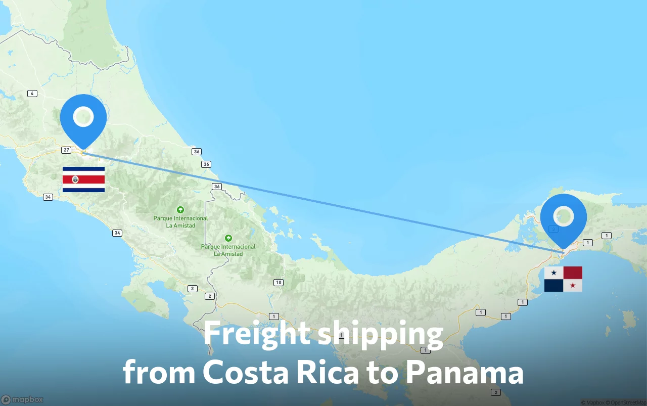 Shipping route from Costa Rica to Panama