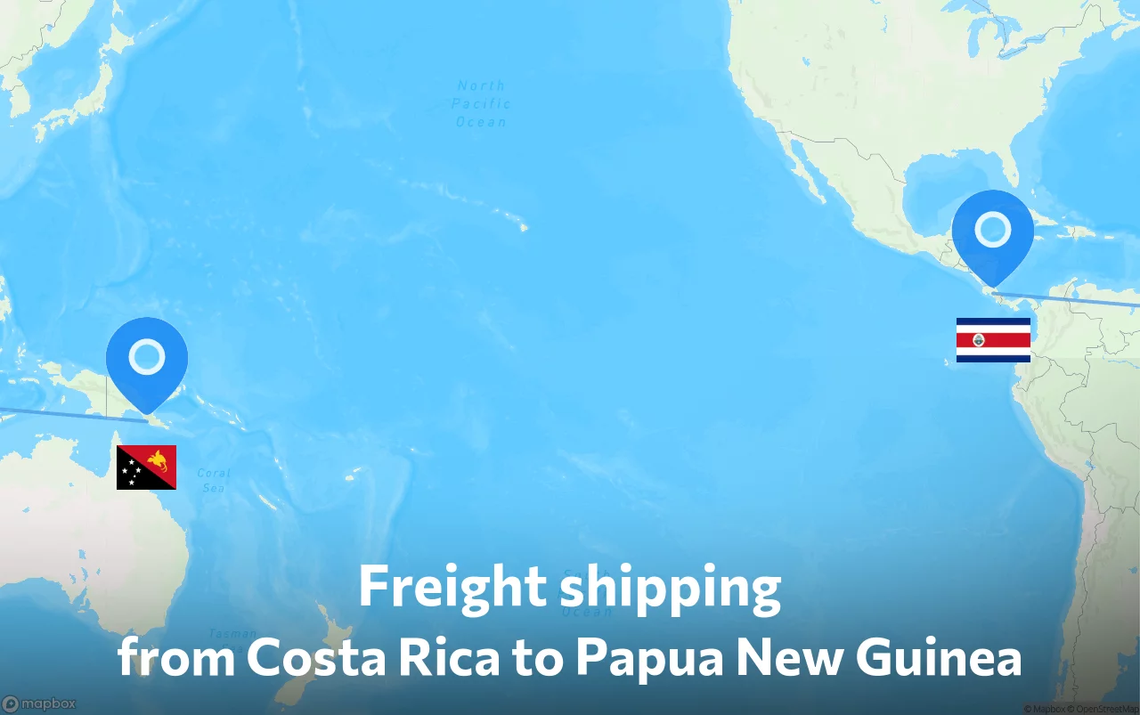 Shipping route from Costa Rica to Papua New Guinea