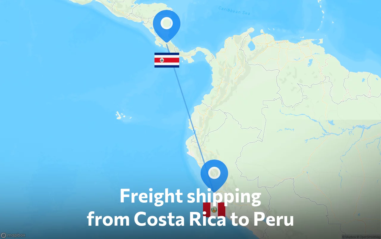 Shipping route from Costa Rica to Peru
