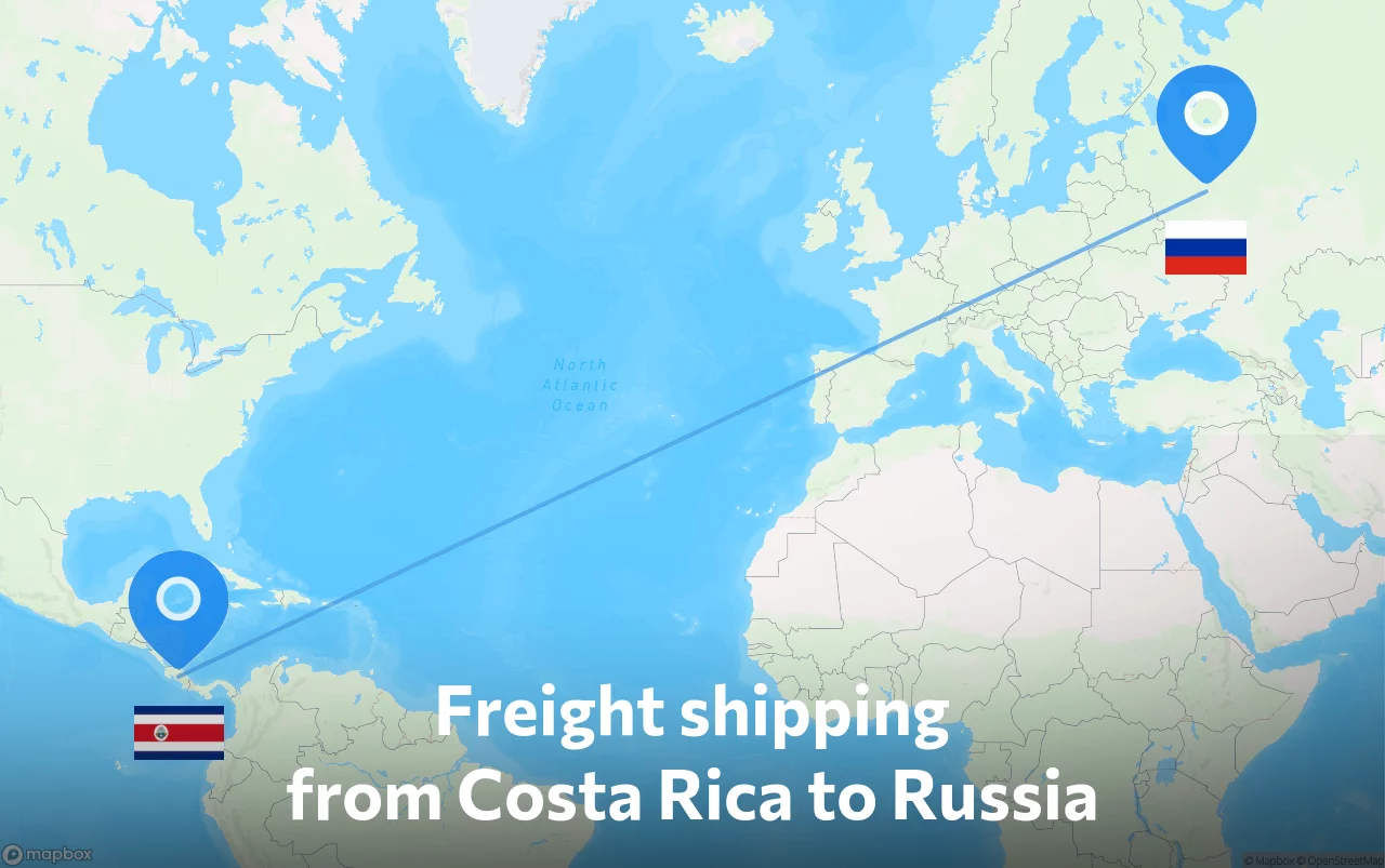Shipping route from Costa Rica to Russia