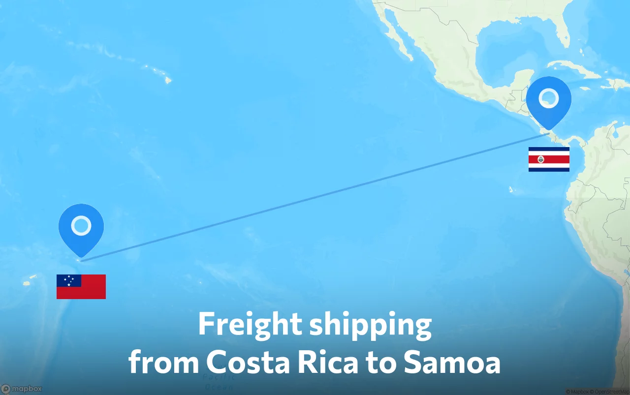 Shipping route from Costa Rica to Samoa