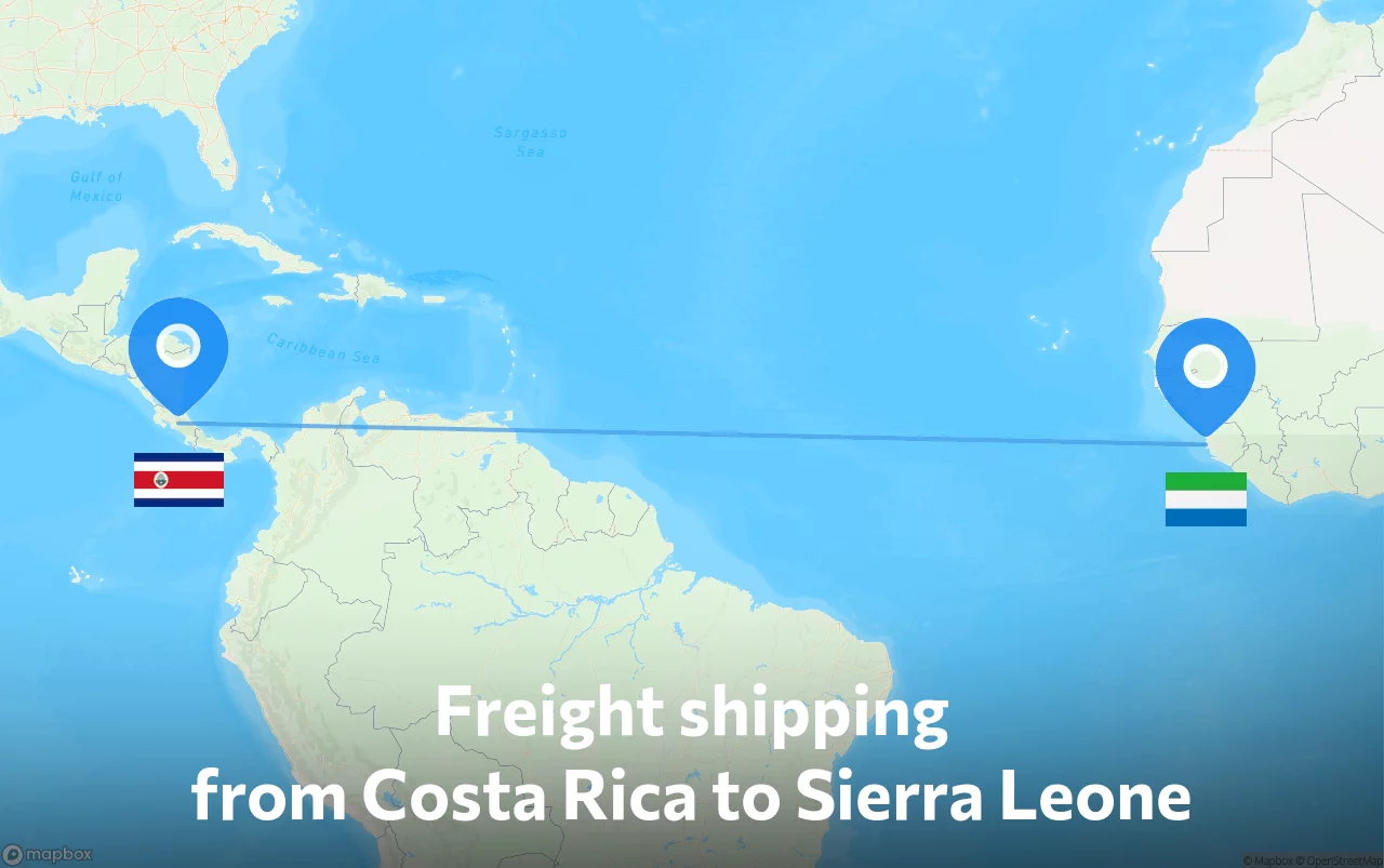 Shipping route from Costa Rica to Sierra Leone