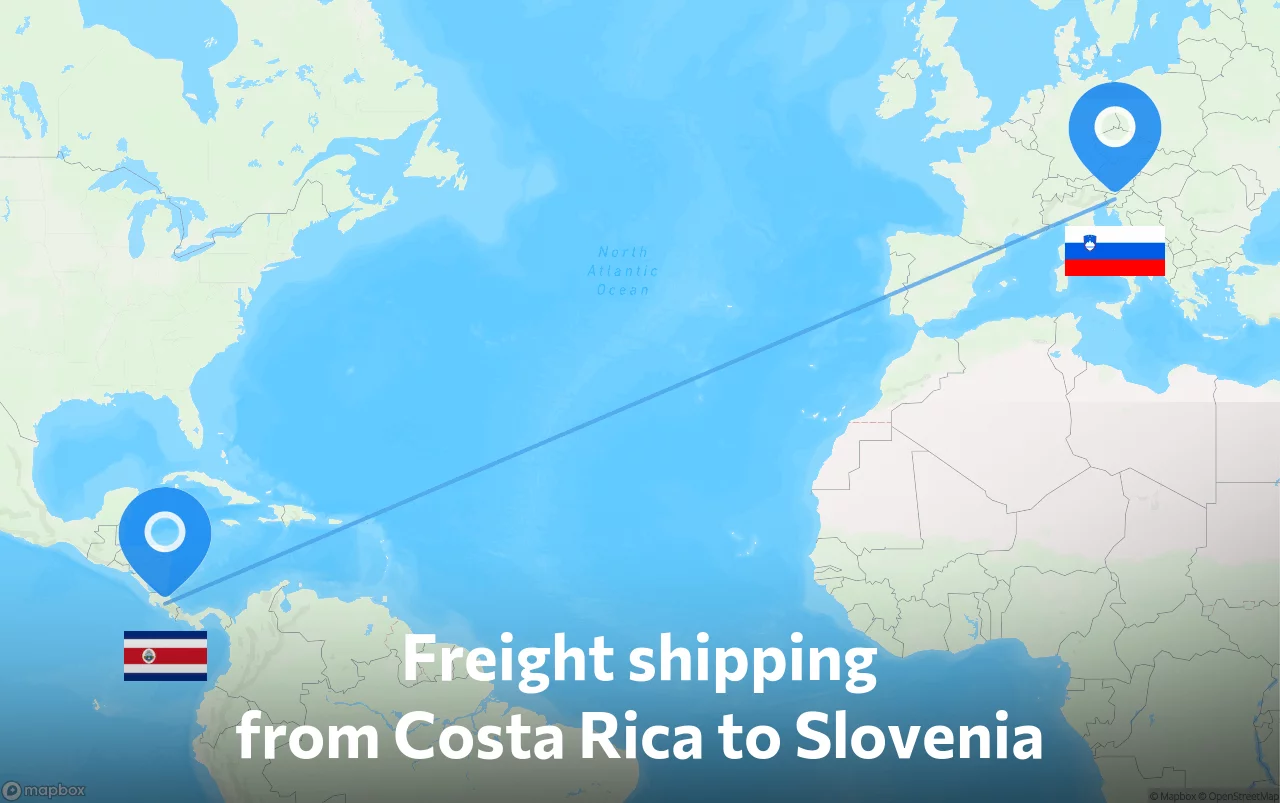 Shipping route from Costa Rica to Slovenia