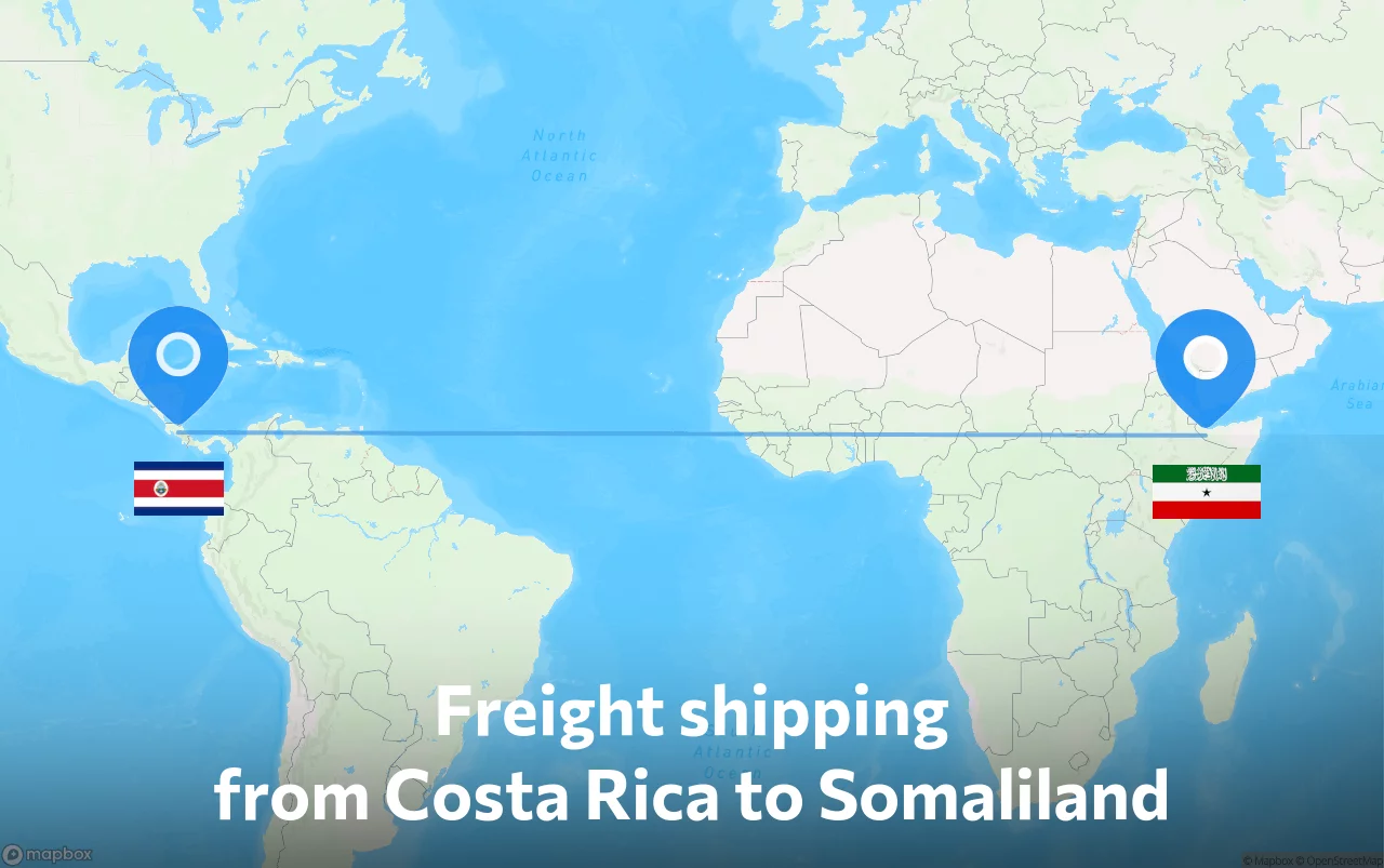 Shipping route from Costa Rica to Somaliland