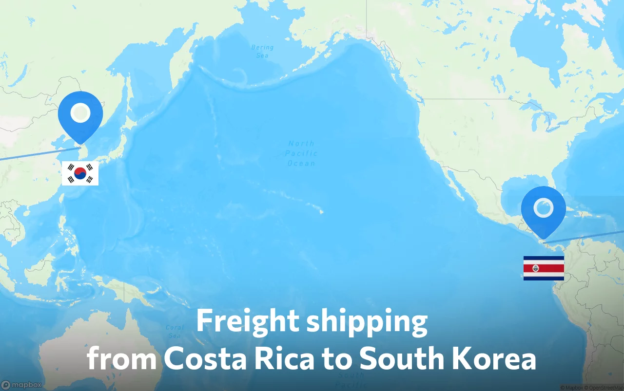 Shipping route from Costa Rica to South Korea