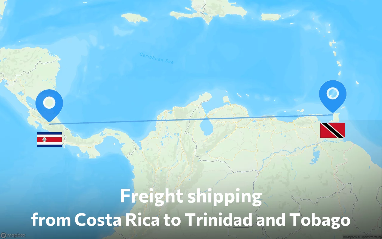 Shipping route from Costa Rica to Trinidad and Tobago