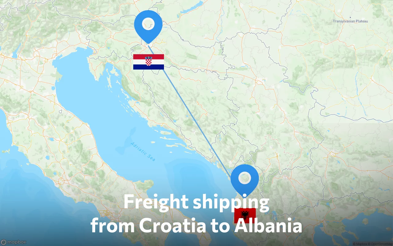 Shipping route from Croatia to Albania