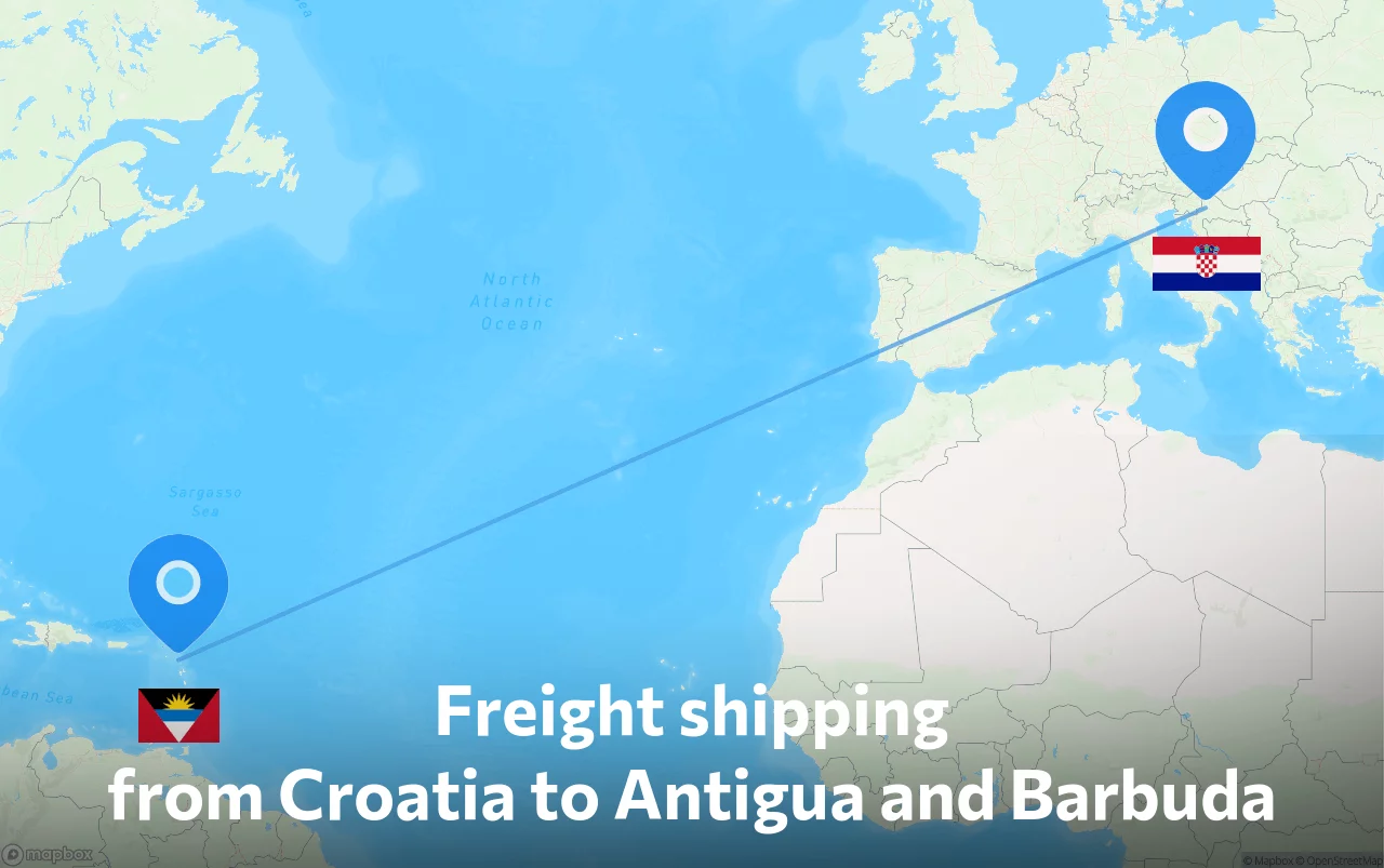 Shipping route from Croatia to Antigua and Barbuda