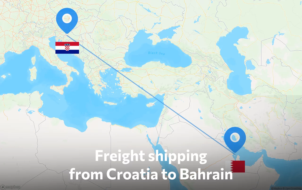 Shipping route from Croatia to Bahrain