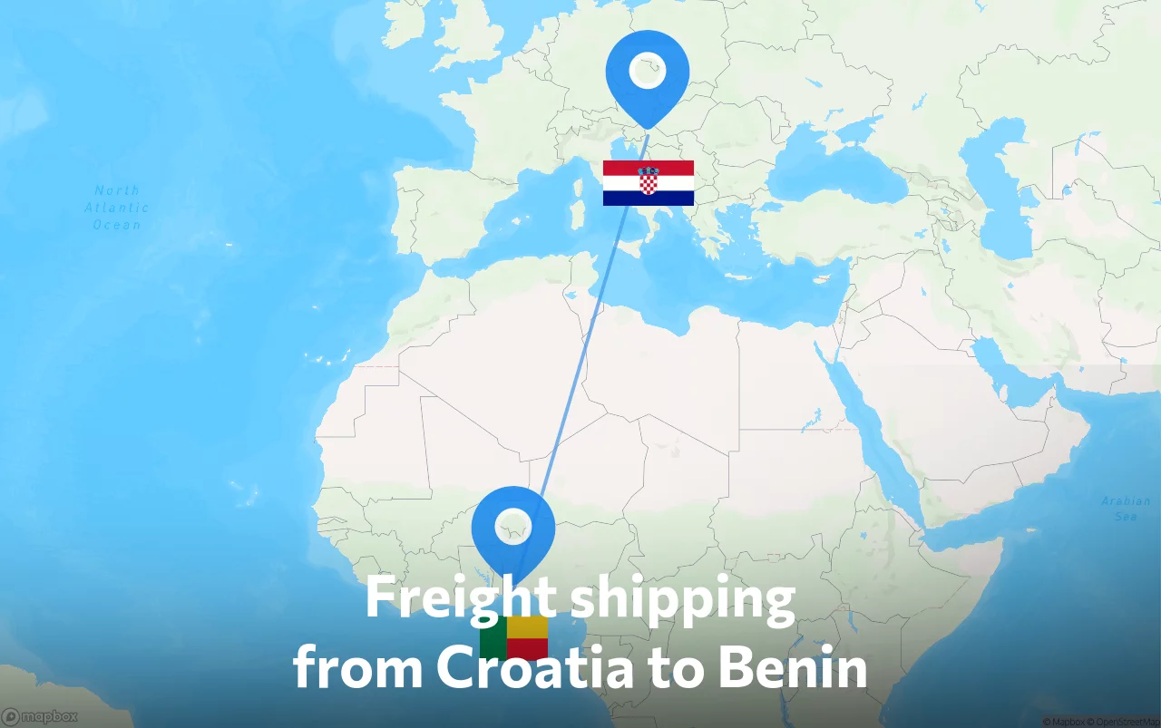 Shipping route from Croatia to Benin