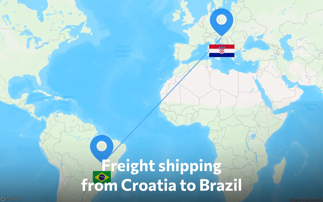 Shipping route from Croatia to Brazil