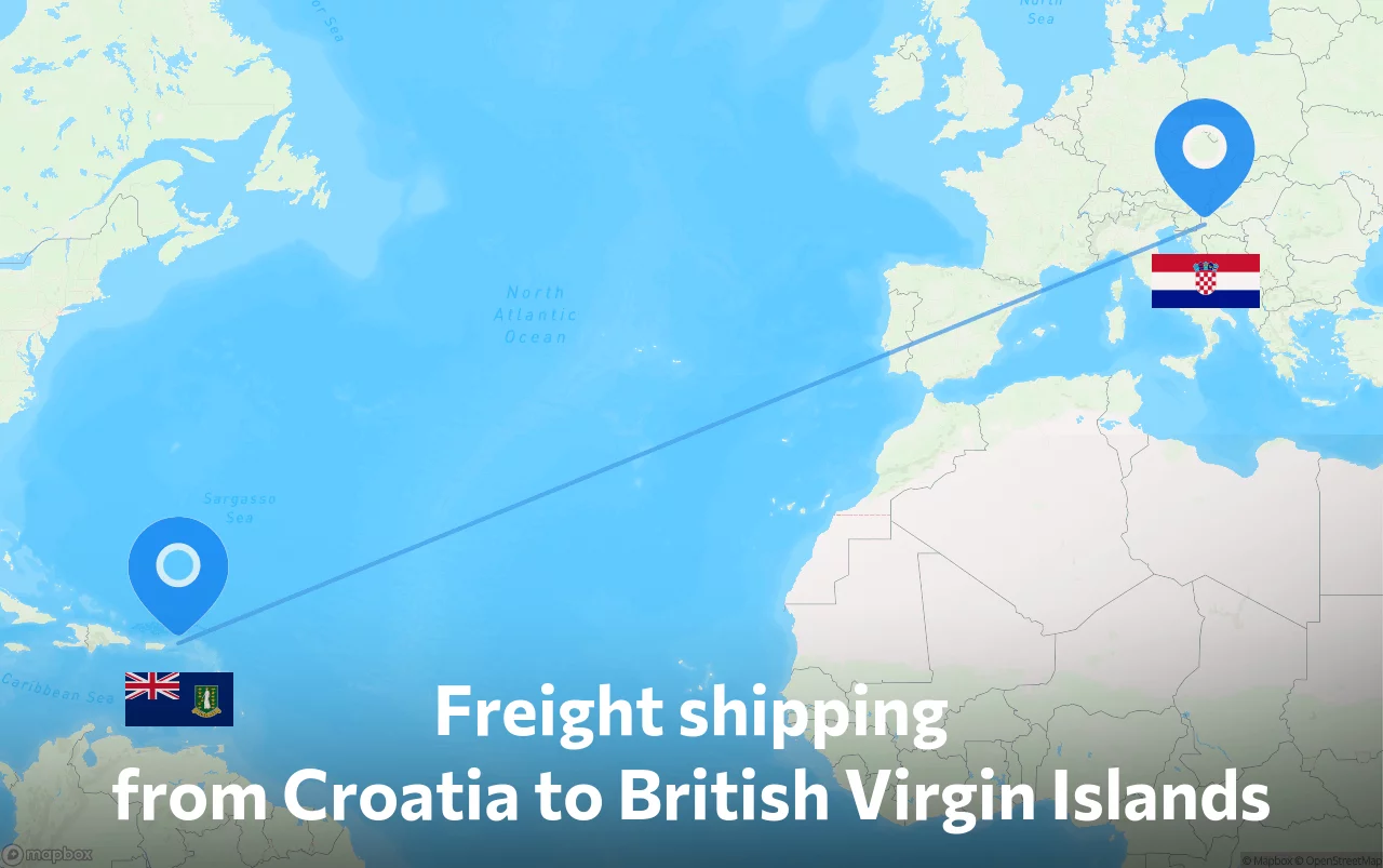 Shipping route from Croatia to British Virgin Islands