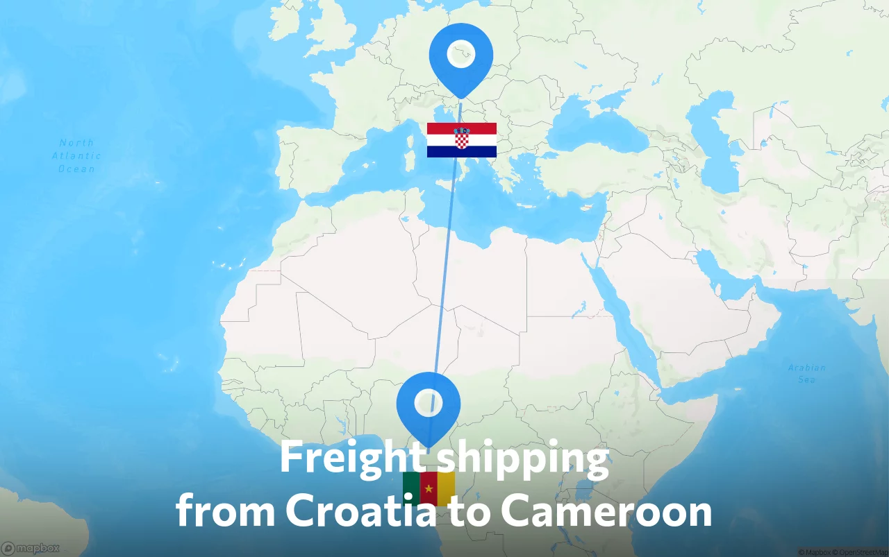 Shipping route from Croatia to Cameroon