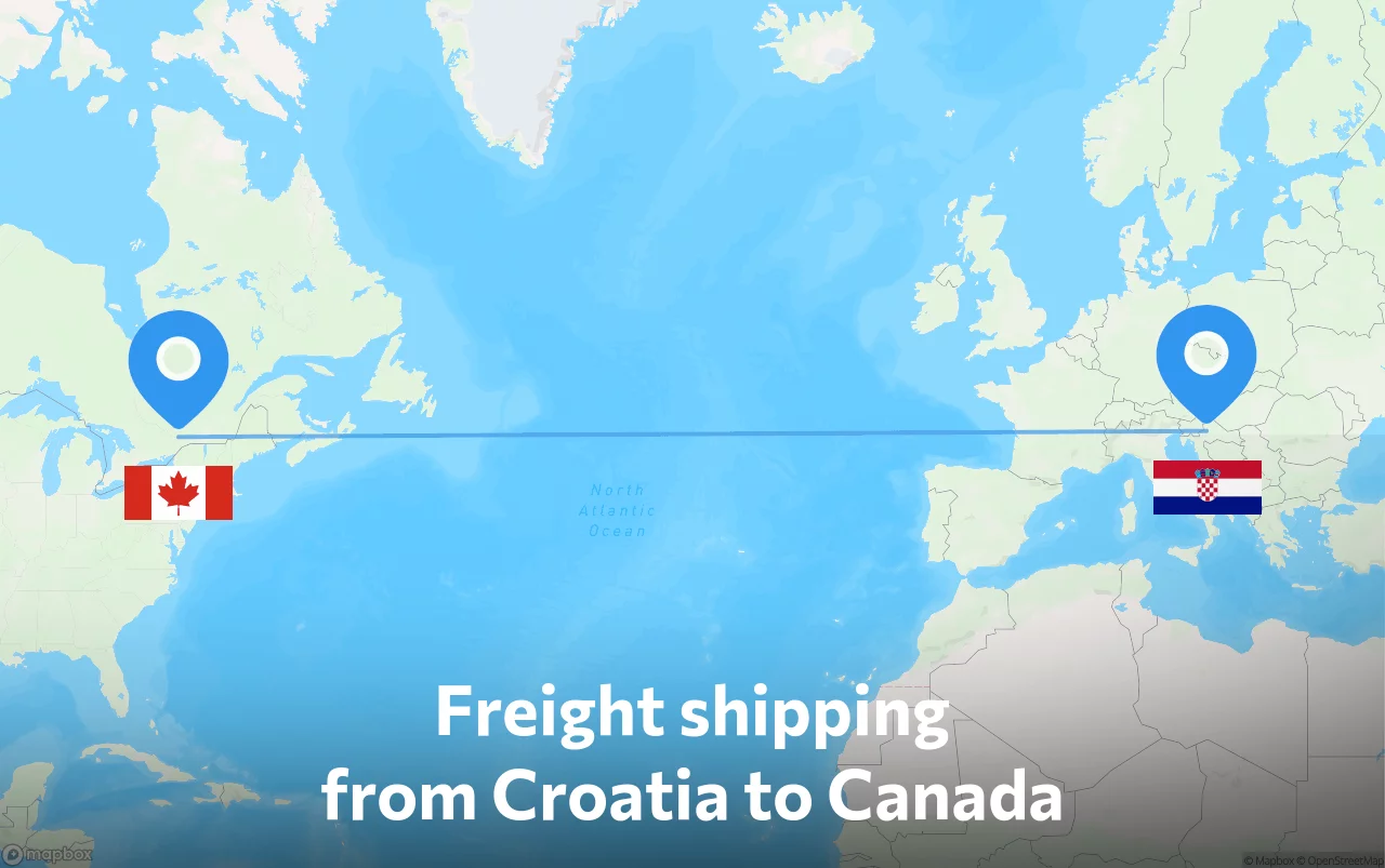 Shipping route from Croatia to Canada