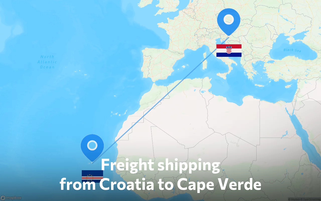 Shipping route from Croatia to Cape Verde