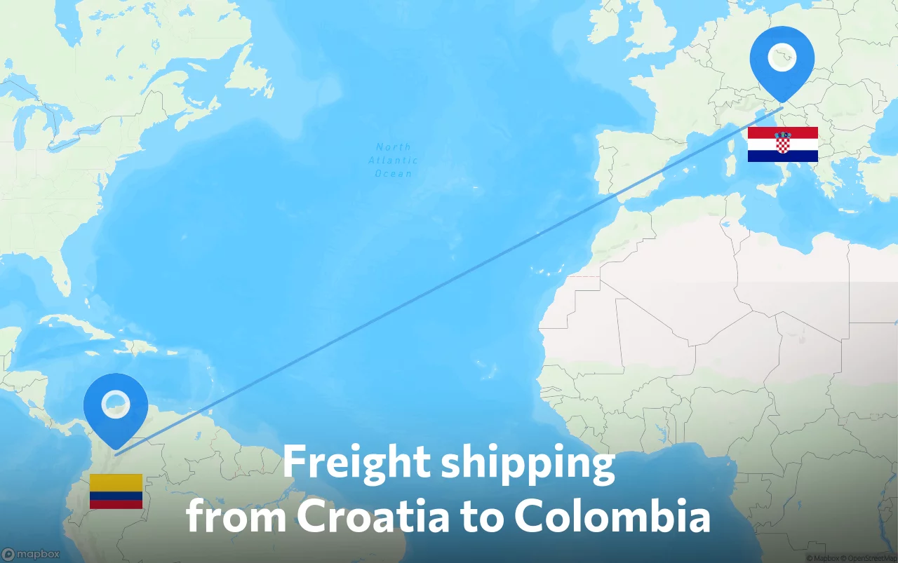 Shipping route from Croatia to Colombia