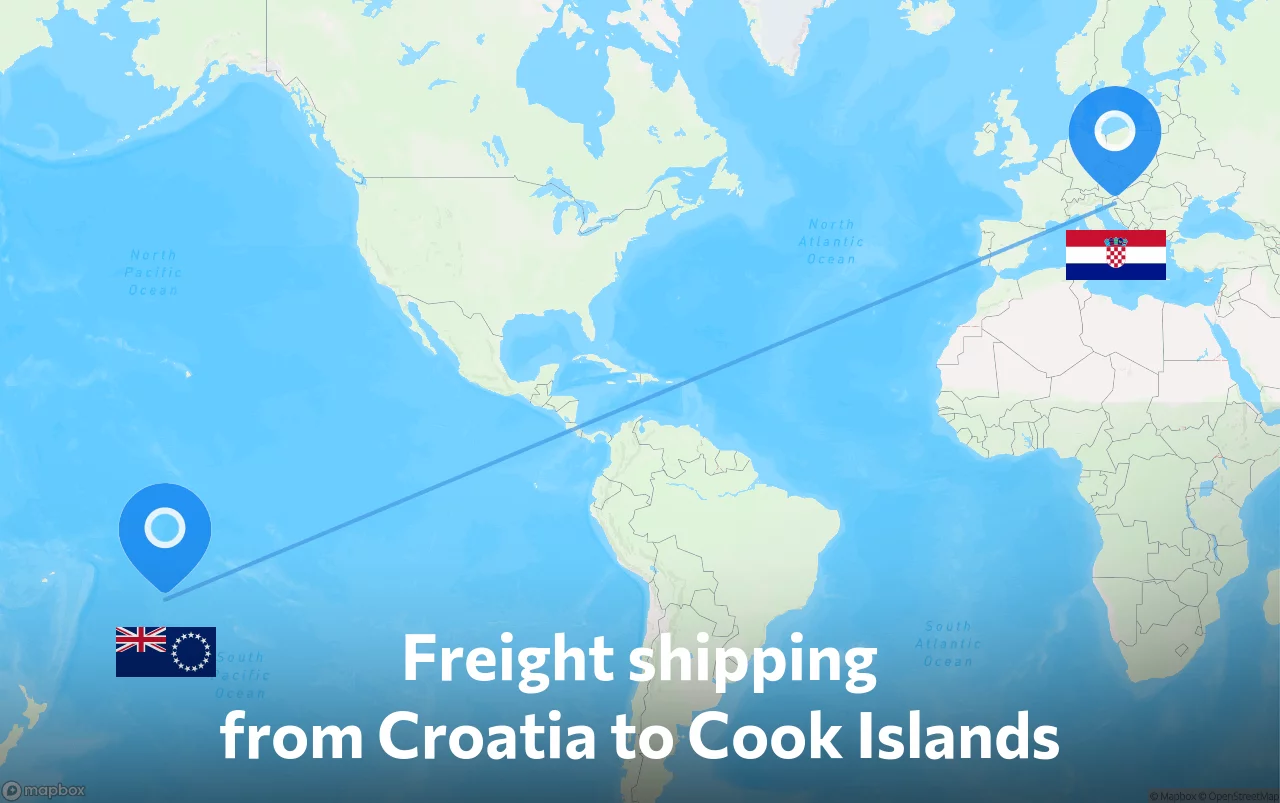 Shipping route from Croatia to Cook Islands