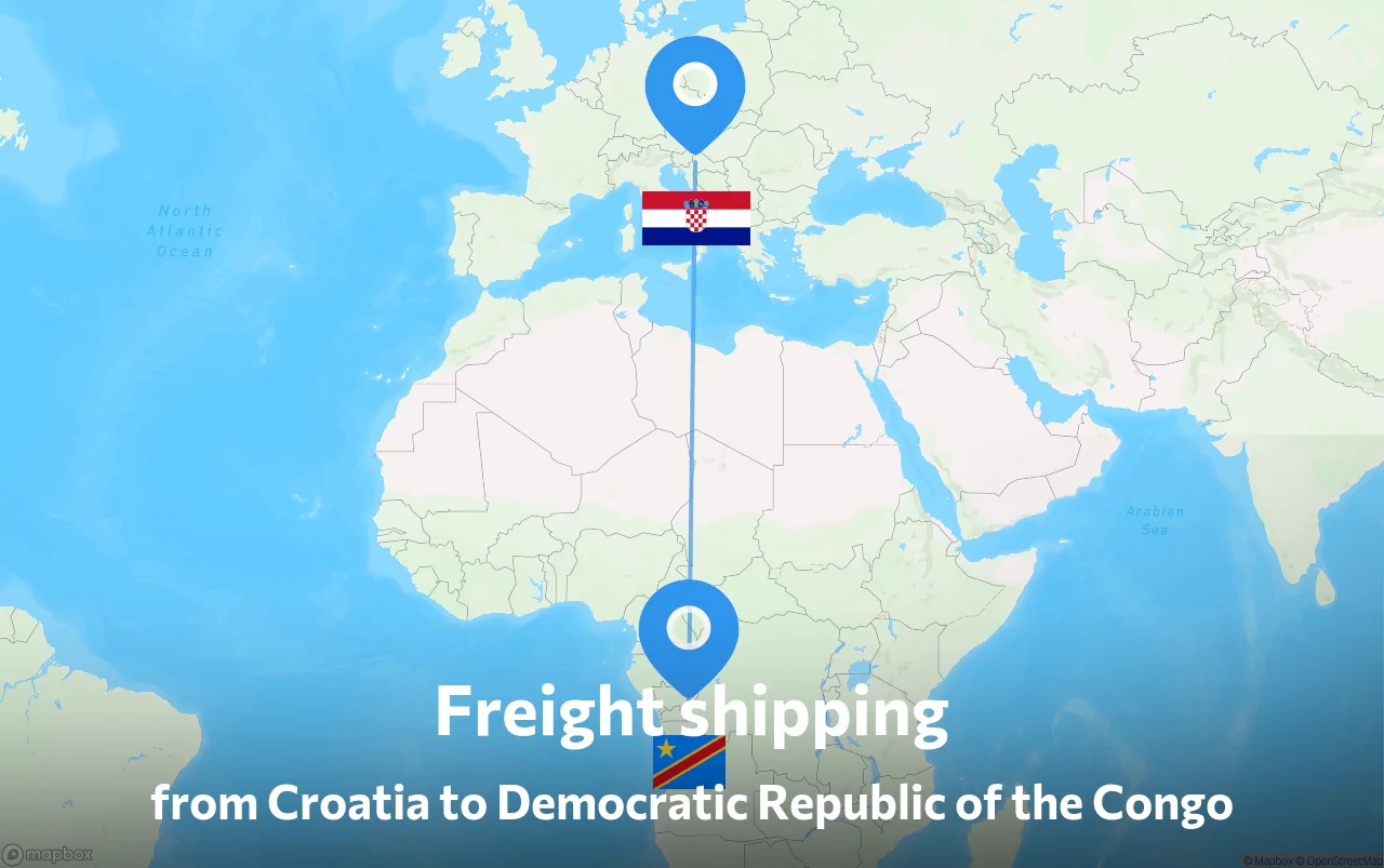 Shipping route from Croatia to Democratic Republic of the Congo