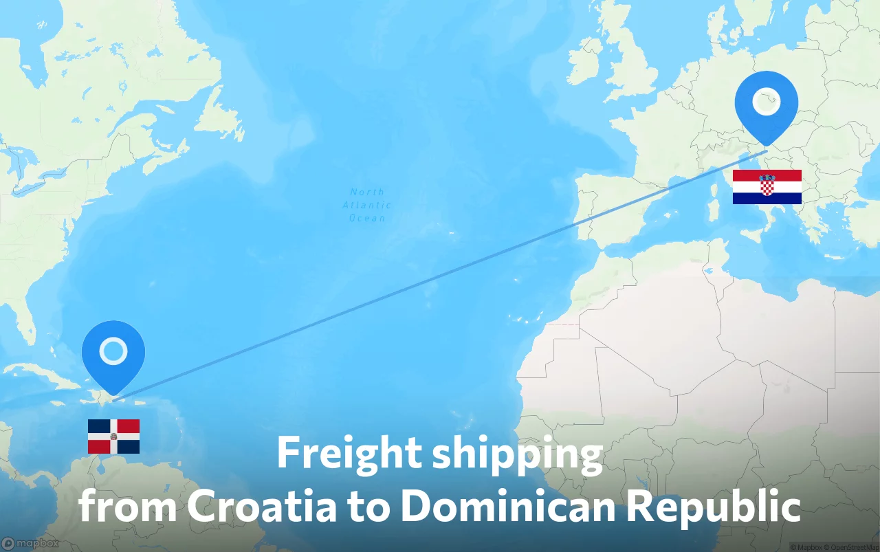 Shipping route from Croatia to Dominican Republic