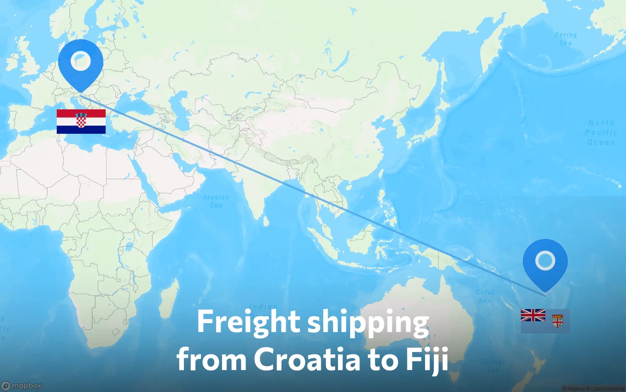 Shipping route from Croatia to Fiji