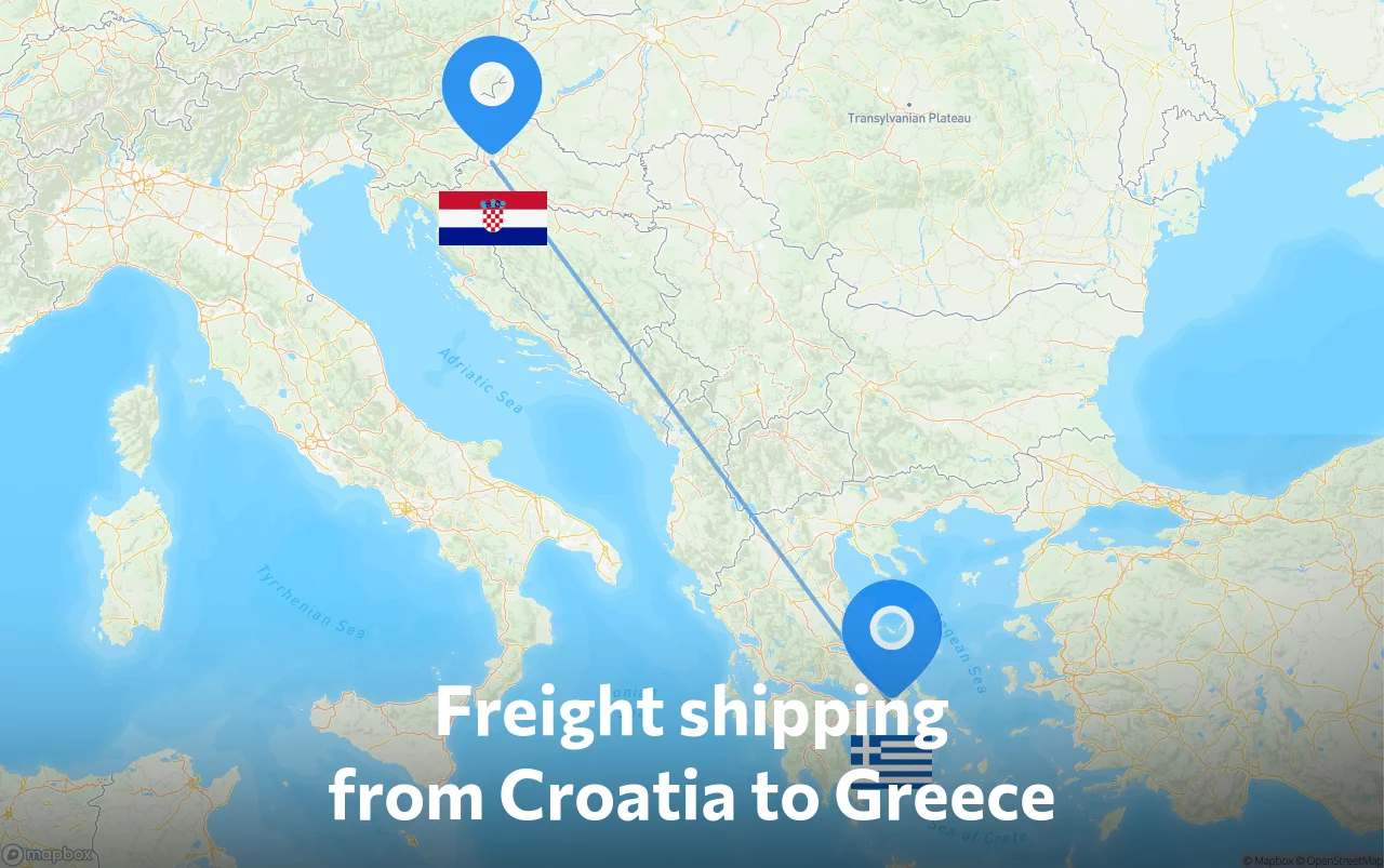 Shipping route from Croatia to Greece