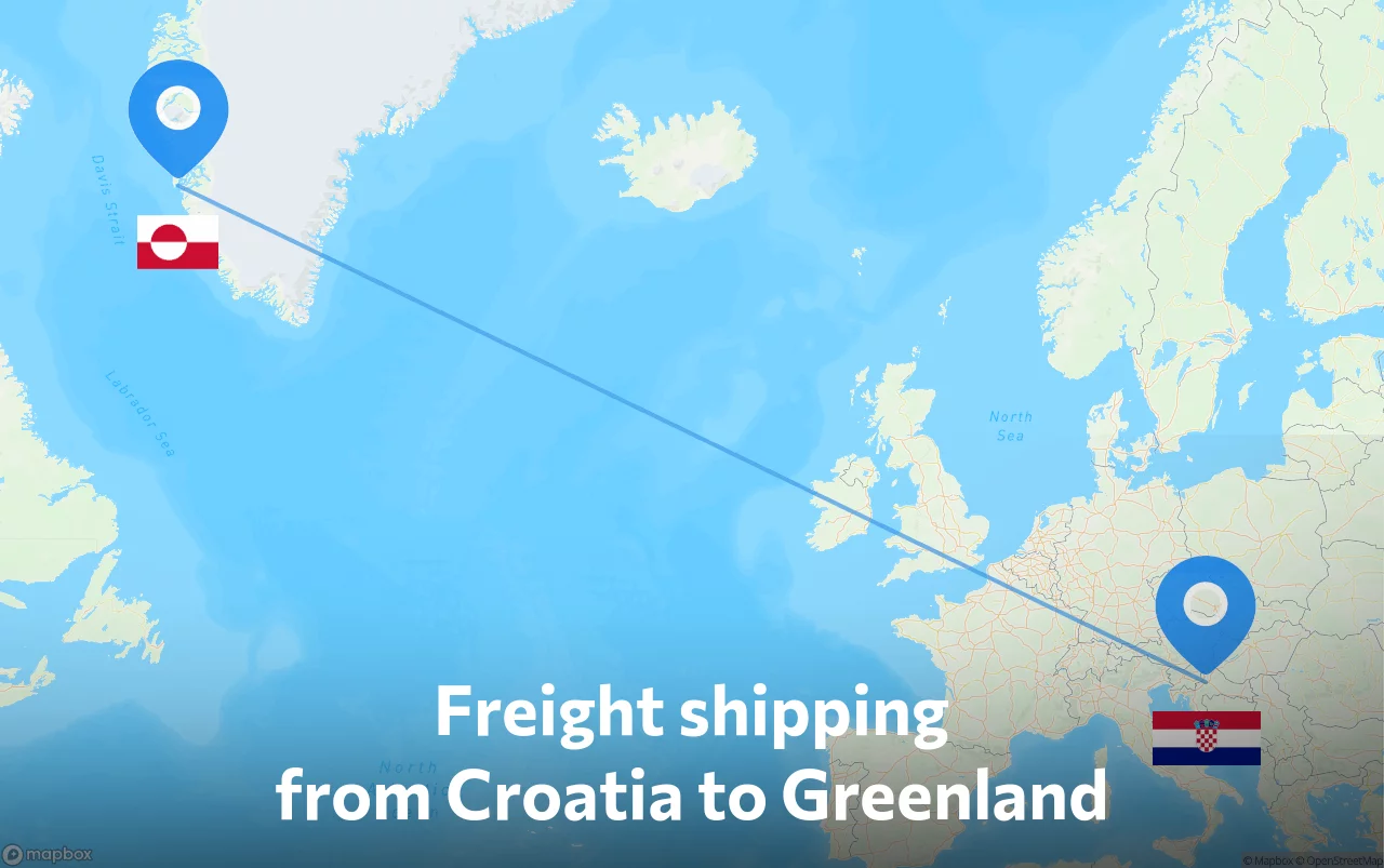 Shipping route from Croatia to Greenland