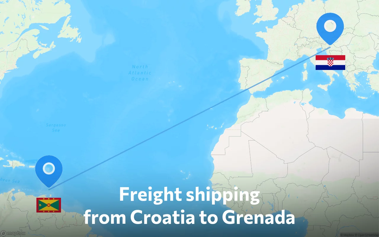 Shipping route from Croatia to Grenada