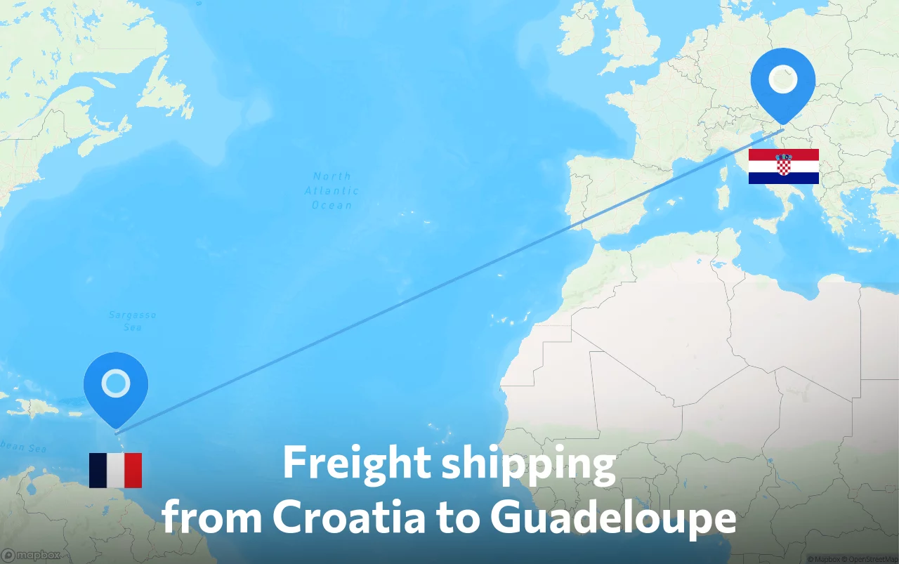 Shipping route from Croatia to Guadeloupe