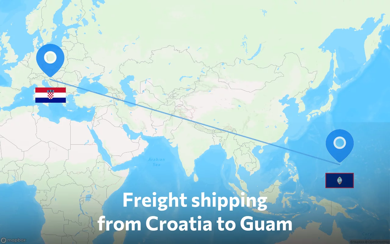 Shipping route from Croatia to Guam