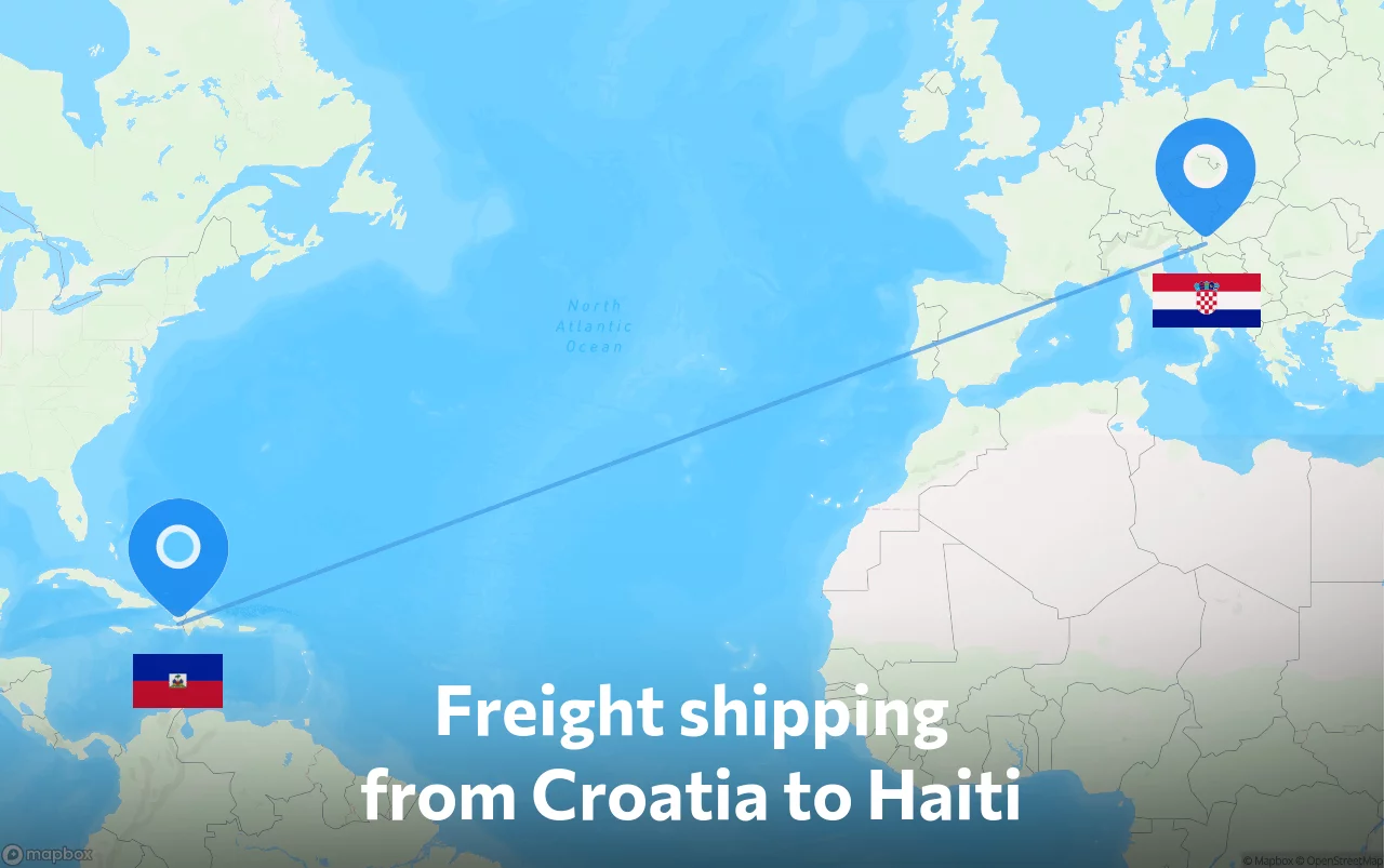 Shipping route from Croatia to Haiti