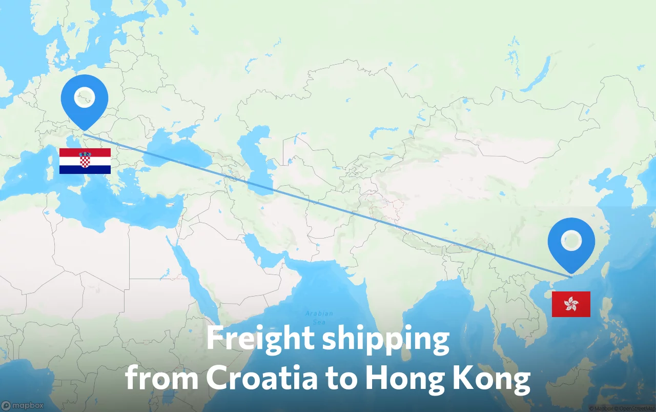 Shipping route from Croatia to Hong Kong
