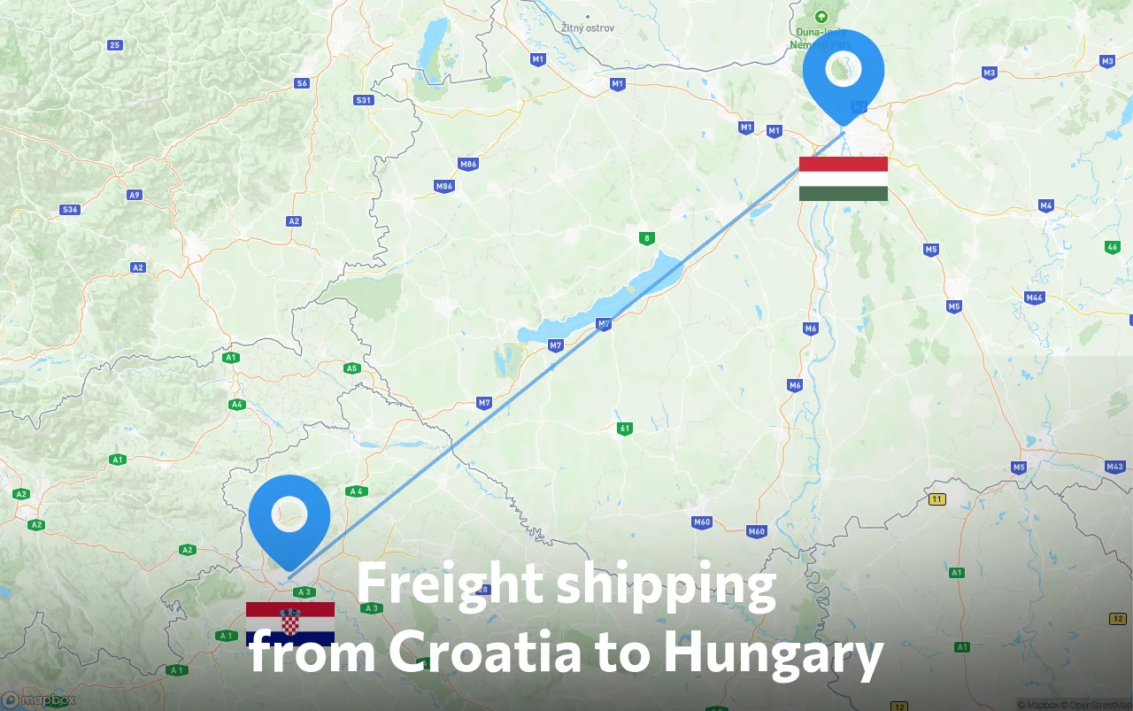 Shipping route from Croatia to Hungary