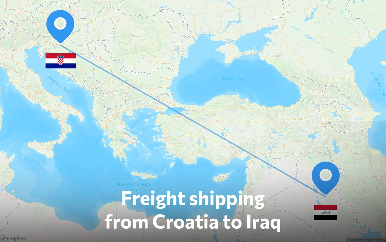 Shipping route from Croatia to Iraq