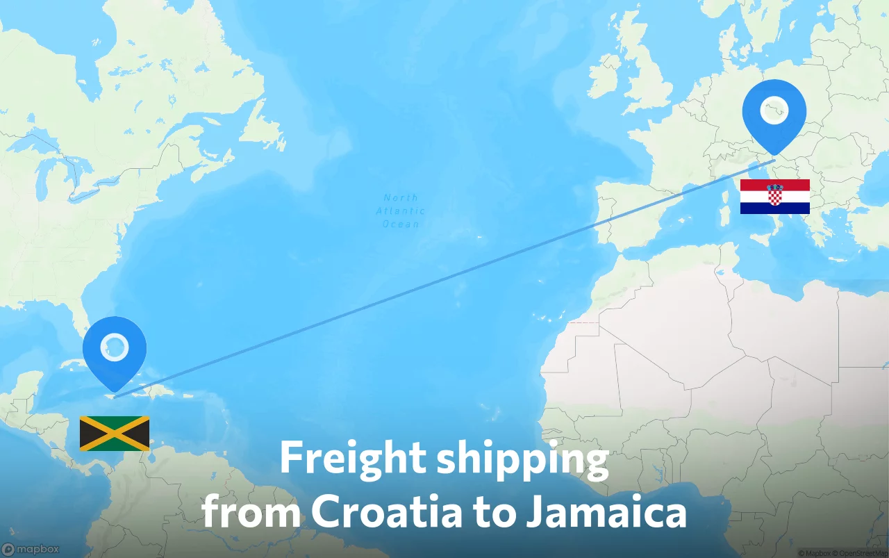 Shipping route from Croatia to Jamaica