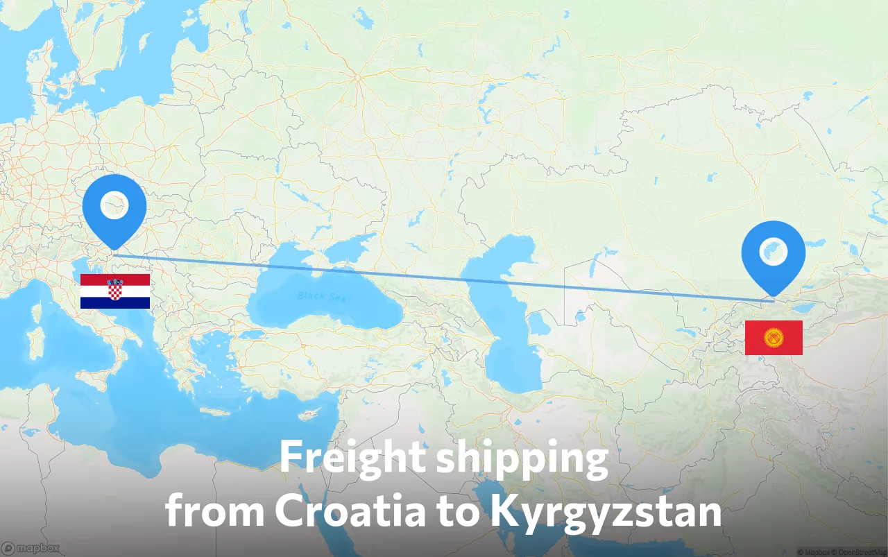 Shipping route from Croatia to Kyrgyzstan