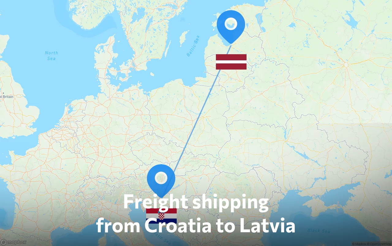 Shipping route from Croatia to Latvia