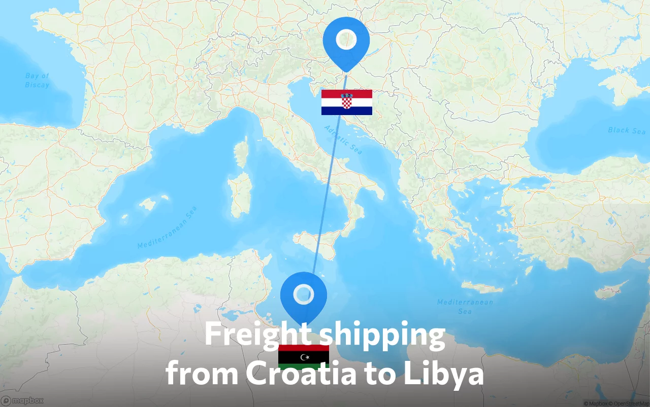 Shipping route from Croatia to Libya