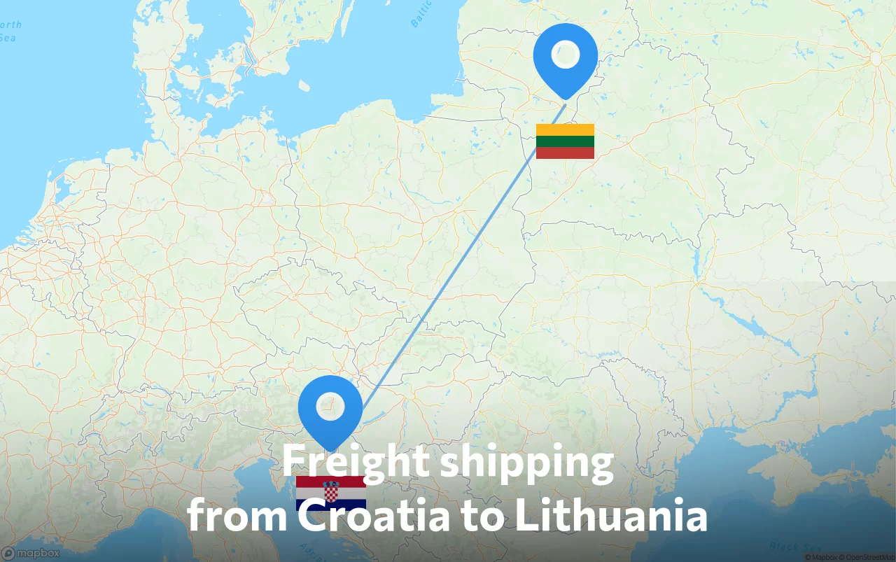 Shipping route from Croatia to Lithuania