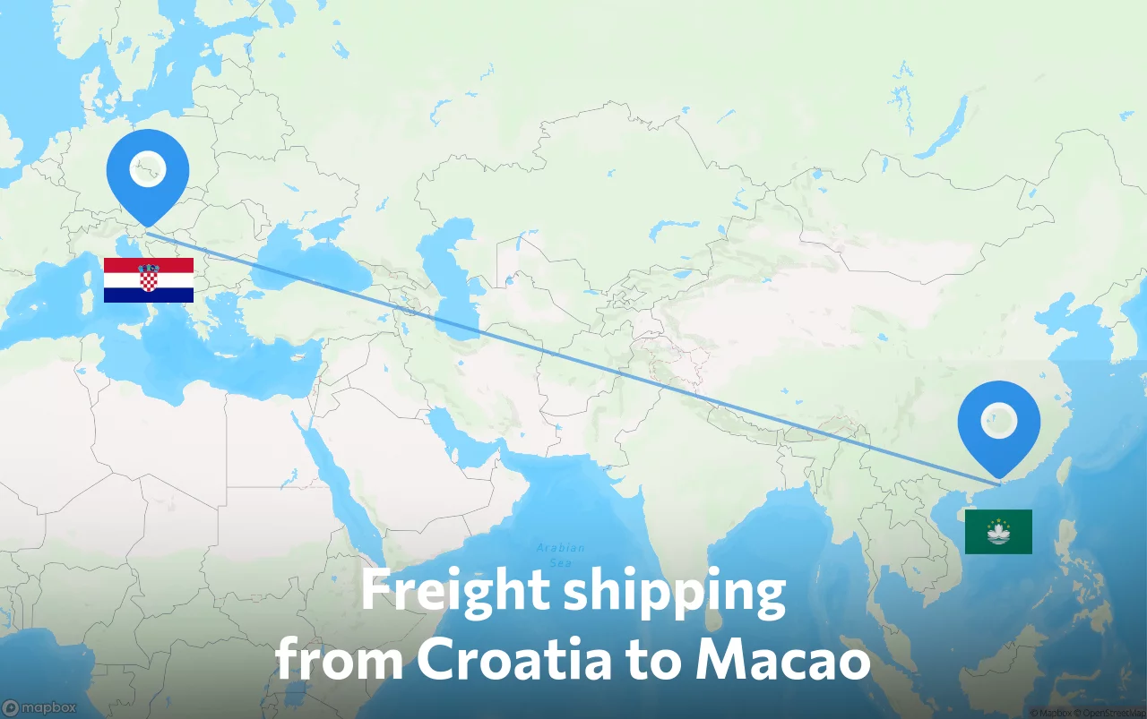 Shipping route from Croatia to Macao