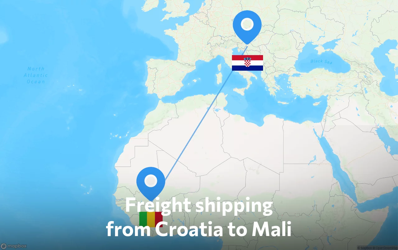 Shipping route from Croatia to Mali