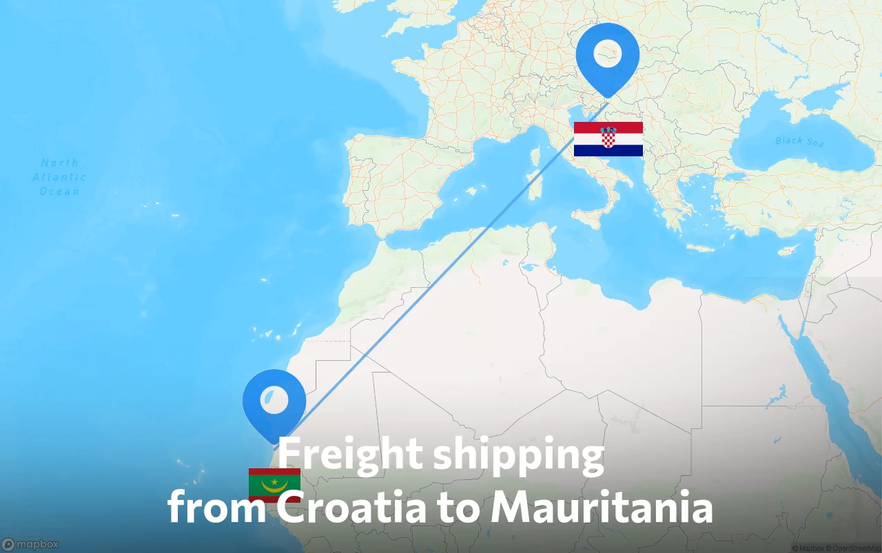 Shipping route from Croatia to Mauritania