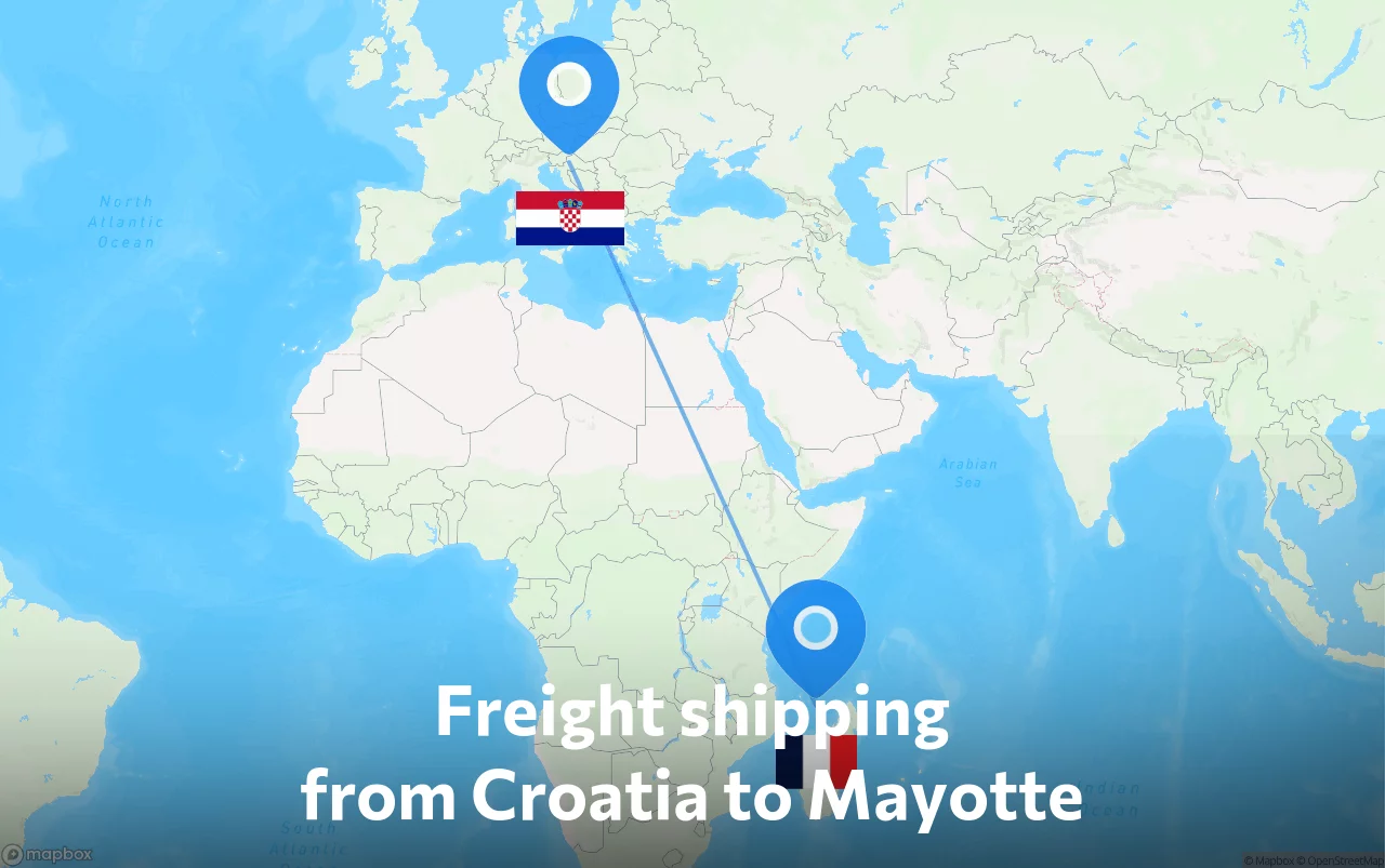 Shipping route from Croatia to Mayotte