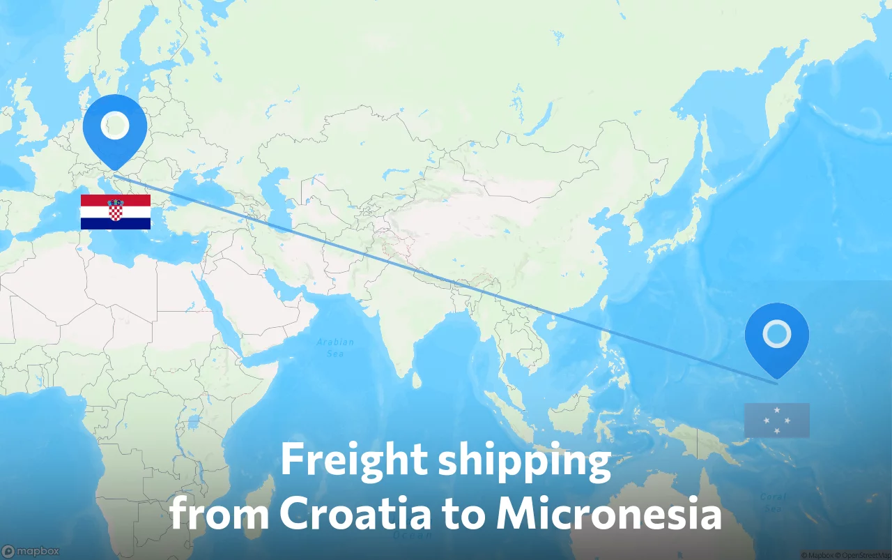 Shipping route from Croatia to Micronesia