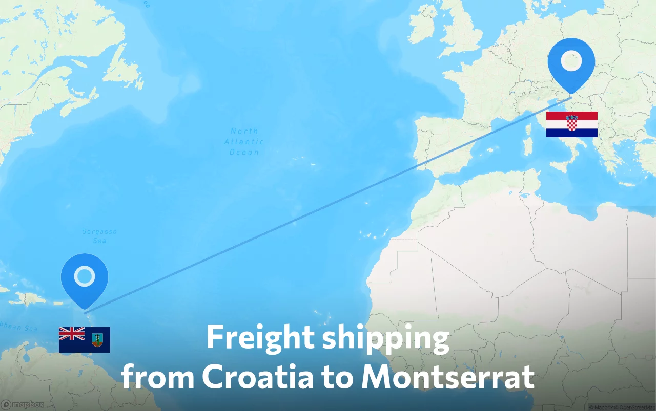 Shipping route from Croatia to Montserrat