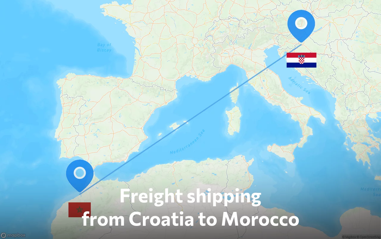 Shipping route from Croatia to Morocco