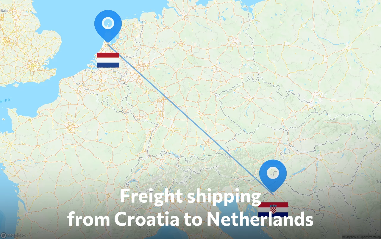 Shipping route from Croatia to Netherlands