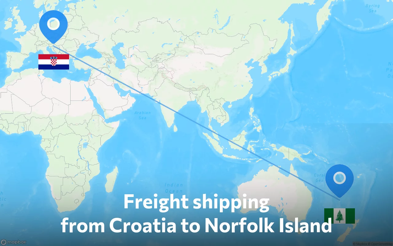 Shipping route from Croatia to Norfolk Island