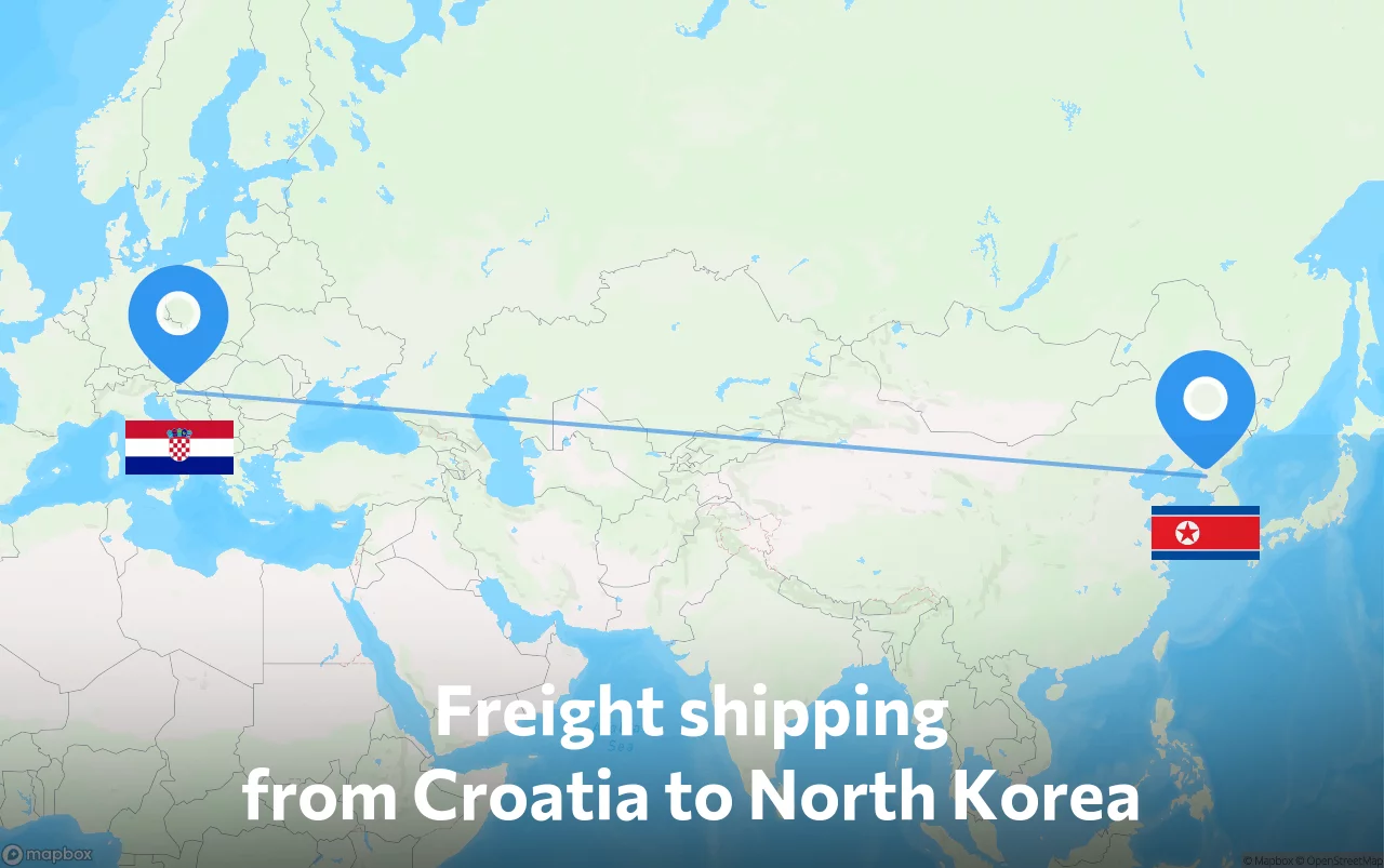 Shipping route from Croatia to North Korea