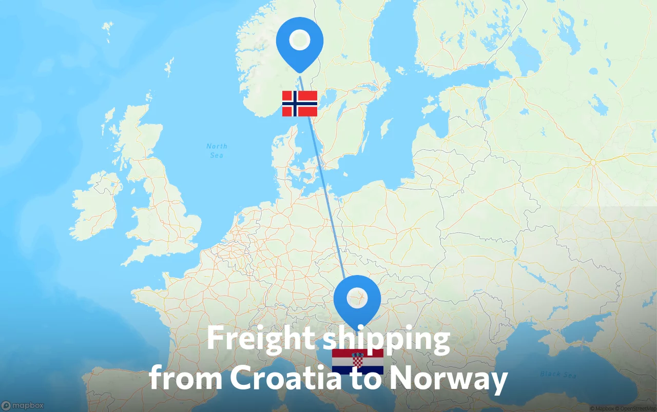 Shipping route from Croatia to Norway