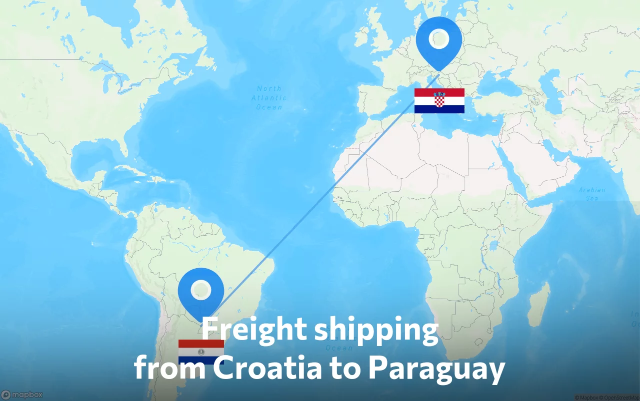 Shipping route from Croatia to Paraguay